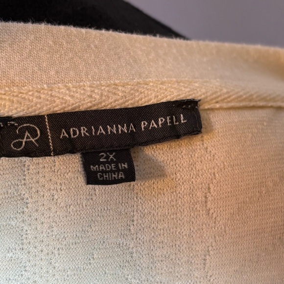 ADRIANNA PAPELL Ivory Plus Cable Knit Long Raglan Boxy Crew Neck Top 2X - Picture 8 of 8